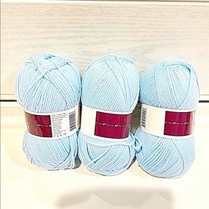 Ella Rae “Amity” Sky Blue Yarn, Lot 3 Skeins, 200Yds Ea., 75% Acrylic 25% Wool